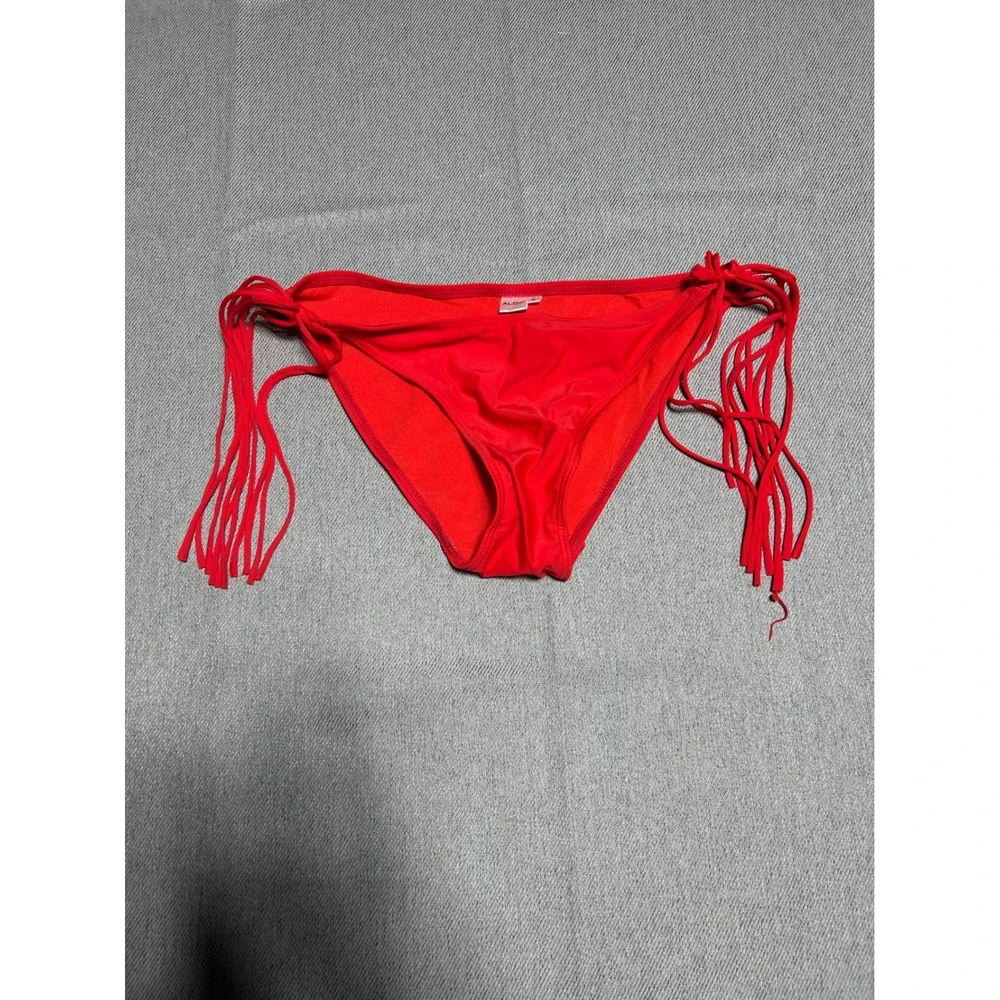 Aldo Bikini Bottom Womens Large Red Side Tie Fringe Tassel Swimwear